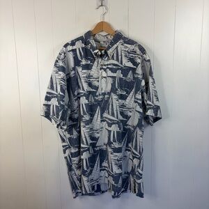 Reyn Spooner Men's Cotton Kloth Hawaiian Shirt Blue Sailboats Pullover Shirt 3XL